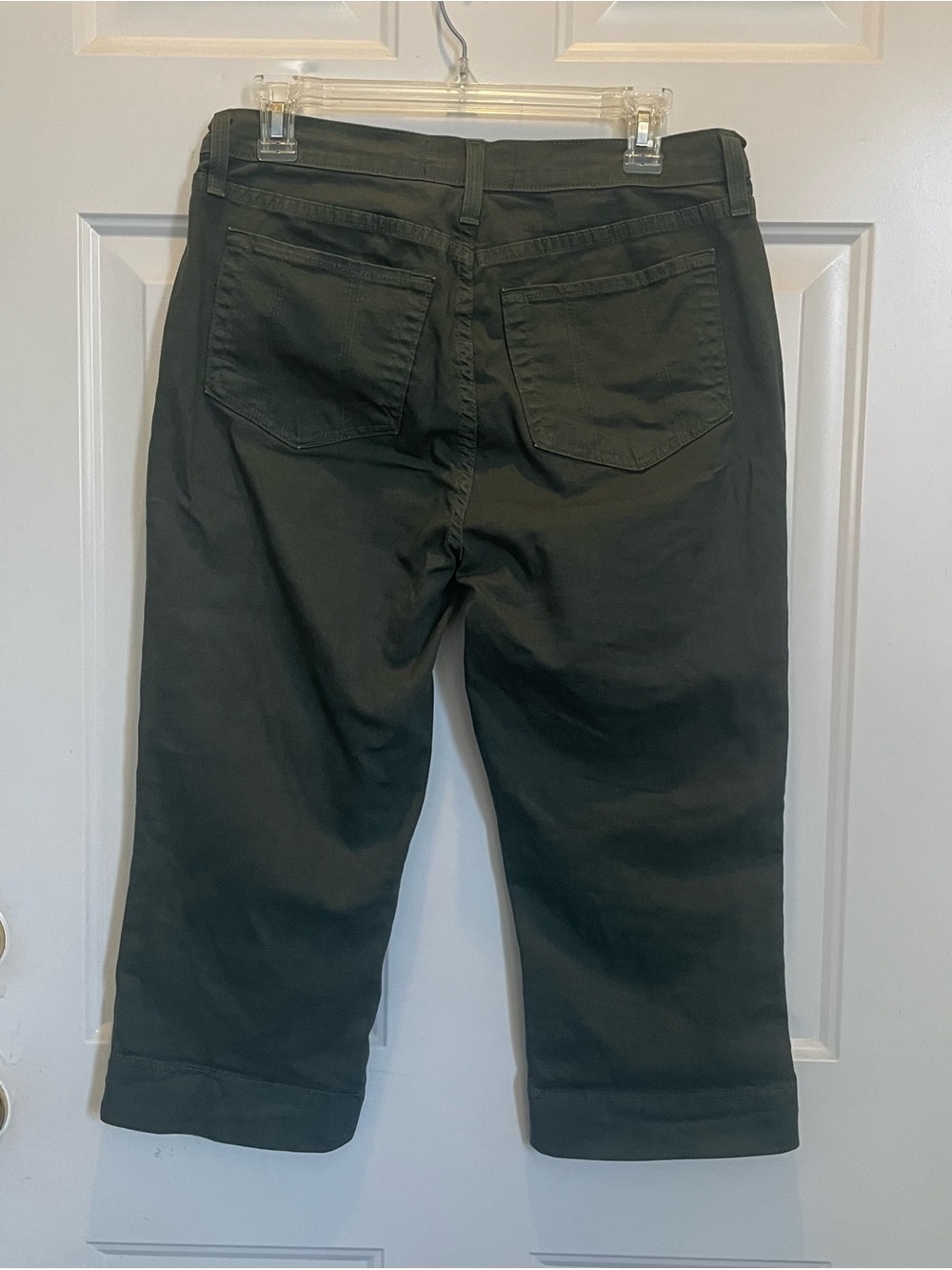 NYDJ Lift Tuck Olive Green Flared Crop-Leg Military Jeans - Picture 3 of 9